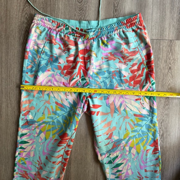BCBGMaxAzria Teal and Pink Patterned Summer Boho oversized Pants Size L - Picture 10 of 10
